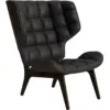 Image de Fauteuil en chêne fumé et rembourrage en cuir anthracite Mammoth - NORR11