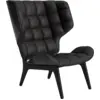 Image de Fauteuil en chêne noir et rembourrage en cuir anthracite Mammoth - NORR11