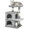 Image de Arbre à Chat avec 2 niches et Surface de Repos Confortable, Hauteur 80 cm, Balle en Peluche