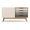 Image de Buffet 4 tiroirs & 1 porte Avon 128cm Chêne & Gris