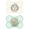 Image de Sucettes-Sucettes Bébé MAM Perfect 2-6 Mois - Lot de 2 (Modèle : Hérisson et Lion)