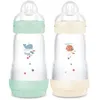Image de Lot de 2 Biberons - MAM - Easy Start - Anti-colique Classique - 260 ml - Tétine débit 2 - Menthe + Coton