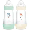 Image de Lot de 2 Biberons - MAM - Easy Start - Anti-colique Classique - 260 ml - Tétine débit 2 - Menthe + Coton