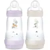 Image de Lot de 2 Biberons - MAM - Easy Start / Anti-Colique - 260 ml - Tétine Débit 2 - Lilas + Sable