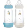 Image de Lot de 2 Biberons - MAM - Easy Start - Anti-colique - 320 ml - Tétine débit 3 - Océan + Sable