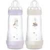 Image de Lot de 2 Biberons - MAM - Easy Start - Anti-colique - 320 ml - Tétine débit 3 - Lilas + Sable