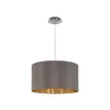 Image de Suspension en textile MASERLO 1 ampoule nickel satiné abat jour cappuccino