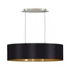 Image de Suspension en textile MASERLO 2 ampoules nickel satiné abat jour noir