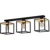 Image de EGLO, Plafonnier, Plafonnier acier/bois 3 flammes HxLxB 240x860x180 mm Libertad noir/marron (E27)