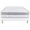 Image de Ensemble Matelas 140x190 cm, Relaxation, 26 cm, ressorts ensachés, ferme, face été/hiver + sommier blanc ep 13cm