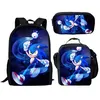 Image de Lot de 3 pièces Sac à Dos, Trousse à crayons, Sac à Bandoulière Sonic The Hedgehog pour Enfants (SD2106) Noir