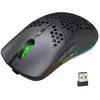 Image de HXSJ T66 RGB 2.4G souris de jeu sans fil RGB éclairage de charge souris avec conception ergonomique DPI réglable pour ordinateur-1