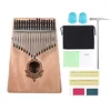 Image de Muslady 17 touches Kalimba Pouce Piano Mbira Bois d'acajou Avec Sac de transport Autocollants Tuning Hammer Chiffon de nettoyage Décrochage des doigts Cadeau musical pour les étudiants débutants