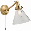 Image de Applique murale dôme réglable pour salle de bain avec abat-jour en verre en laiton satiné