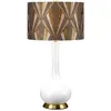 Image de Lampe de table Milo avec abat-jour rond, laiton vieilli, blanc, gris, laiton