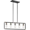 Image de Suspension industrielle table noire laiton Imahn 5xE27 Kichler