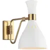 Image de Applique murale à 1 ampoule, blanc mat, laiton bruni, E27
