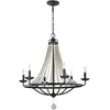 Image de Lustre à bras multiples en zinc patiné foncé avec bois flotté gris