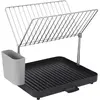 Image de Égouttoir Joseph Joseph en Y 2 niveaux gris bleu compact drainage efficace