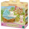 Image de Sylvanian families figurines jumeaux lapins chocolat et poussette double