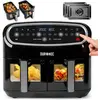 Image de AF24 Friteuse à air de 2400 W Deux tiroirs de cuisson de 5 litres chacun Fonctions Sync Cook et Sync Finish 10 modes de cuisson préréglés Sans huile Commande numérique tactile