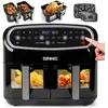 Image de AF34 BK Set Friteuse à Air avec 1 grand tiroir de 10L et 2 petits tiroirs de 5L inclus 10 Programmes de Cuisson Préréglés Sans huile Fonctions Sync Cook Sync Finish