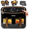 Image de AF34 BG Set Friteuse à Air avec 1 grand tiroir de 10L et 2 petits tiroirs de 5L inclus 10 Programmes de Cuisson Préréglés Sans huile Fonctions Sync Cook Sync Finish