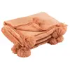Image de Plaid Déco à Pompons Polyes 130x170cm Vieux Rose