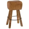 Image de Tabouret de Bar en Cuir & Bois Gym 75cm Naturel