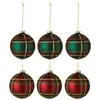 Image de Boules de Noël Quadrillé 8cm - Vert & Rouge
