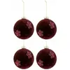 Image de Paris Prix Boules de Noël Fleurs Velours 12cm Rouge