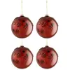 Image de Lot de 4 Boules de Noël Fleurs Verre 12cm Marron
