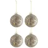 Image de Lot de 4 Boules de Noël Antique 10cm Gris & Or