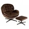 Image de Fauteuil & Repose-Pieds Relax 88cm Marron Foncé