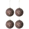 Image de Lot de 4 Boules de Noël Givres 10cm Marron
