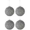 Image de Lot de 4 Boules de Noël Paillettes 10cm Gris Fumé