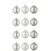 Image de Lot de 12 Boules de Noël Mat Givré 8cm Gris & Blanc