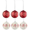 Image de Lot de 6 Boules de Noël Flocons de Neige 8cm Blanc & Rouge