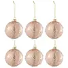 Image de Lot de 6 Boules de Noël Givre Paillettes 8cm Rose Clair