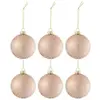 Image de Lot de 6 Boules de Noël Givré Mat 8cm Rose Clair
