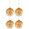 Image de Lot de 4 Boules de Noël Feuilles Séchées 10cm Ocre
