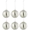 Image de Lot de 6 Boules de Noël Feuilles Paillettes 8cm Argent