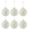 Image de Lot de 6 Boules de Noël Perles 8cm Blanc & Argent