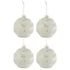 Image de Lot de 4 Boules de Noël Lignes Paillettes 10cm Blanc
