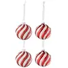 Image de Lot de 4 Boules de Noël Lignes 8cm Rouge & Blanc