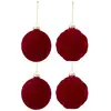 Image de Lot de 4 Boules de Noël Velours Caro 10cm Rouge