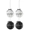 Image de Lot de 4 Boules de Noël Hohoho 10cm Noir & Blanc