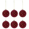 Image de Lot de 6 Boules de Noël Velours Ely 8cm Bordeaux