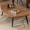 Image de Table basse 120x70x30 cm en teck marron et métal noir - DOXY