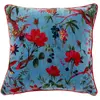 Image de Coussin Déco en Velours Oiseaux Fleurs 45x45cm Bleu